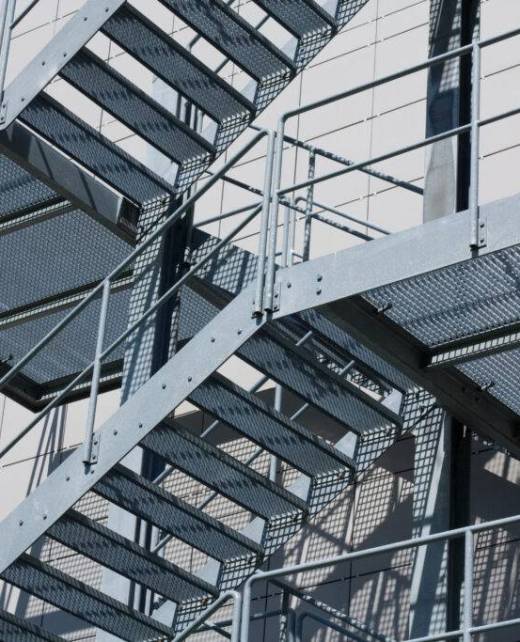 Steel staircase close-up